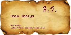 Hain Ibolya névjegykártya